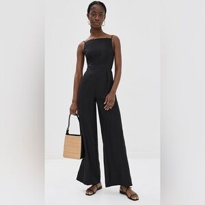 NWT Reformation Ciara Linen Sleeveless Jumpsuit Relaxed Leg Black | size 0